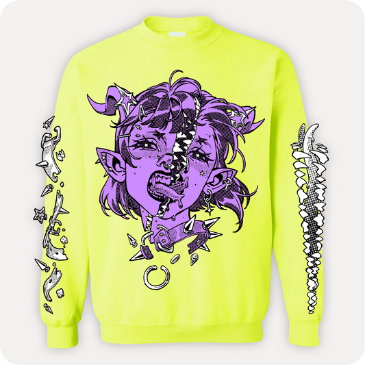 Split Head Purple Crewneck