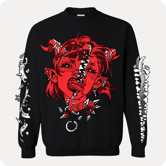 Split Head Red Crewneck